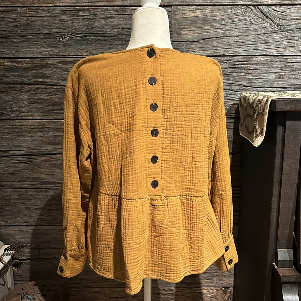 Madewell Mustard Peplum Long-Sleeve Top - Picture 6 of 10